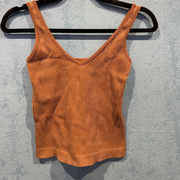 Aura Tops - Aura Rust Ribbed Tank Top